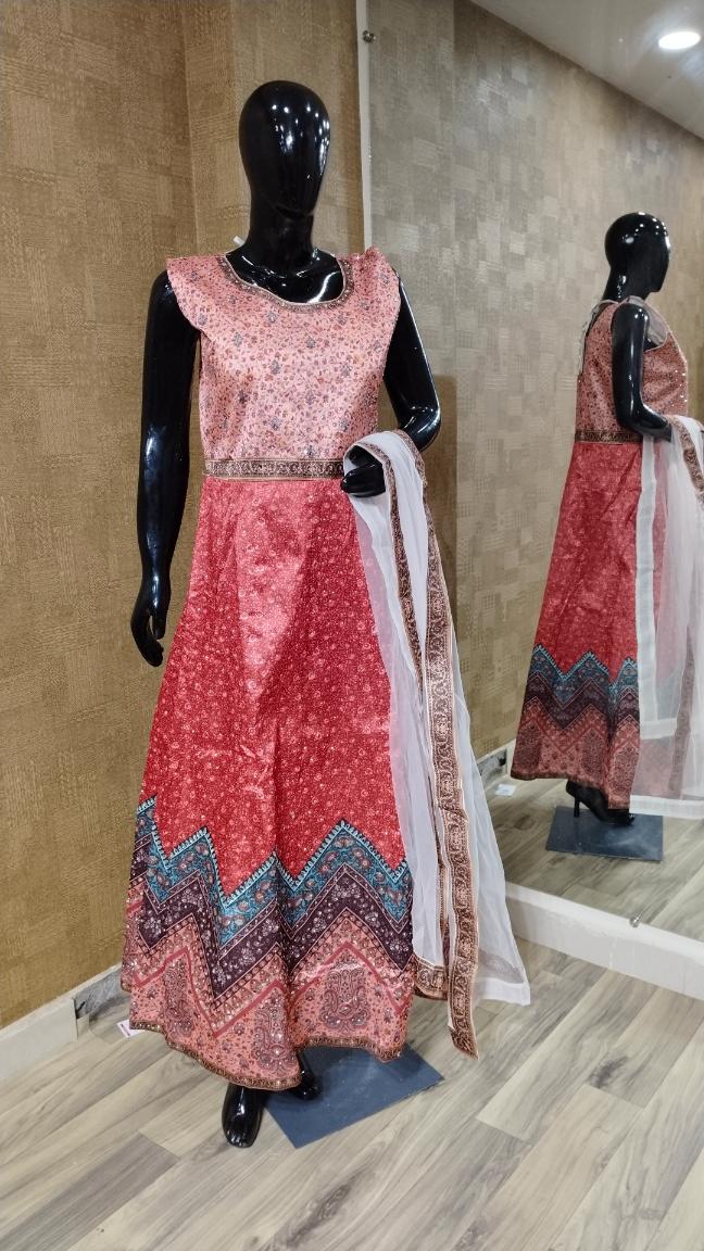 Red and Pink Gown with Heavy Border